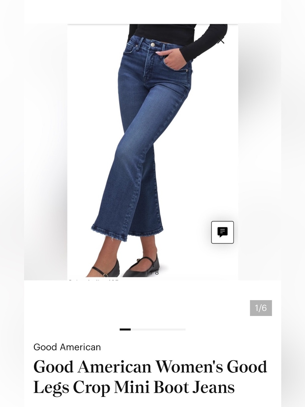 Good American Dark Blue Cropped Bootcut Jeans